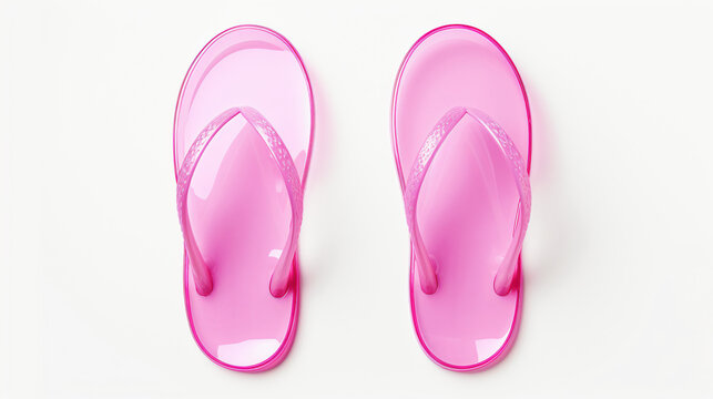 Pink flip flops isolated on white background