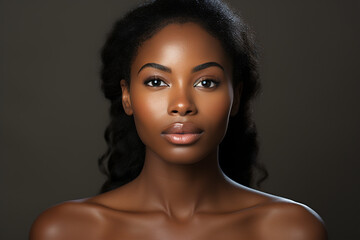 Fototapeta premium Beauty portrait of young african american woman with afro hairstyle. ia generative