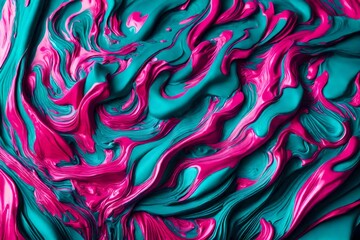 Liquid turquoise and neon pink in a hypnotic collision of hues.