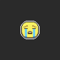 Obraz premium this is emoticon in pixel art with simple color and black background ,this item good for presentations,stickers, icons, t shirt design,game asset,logo and your project.