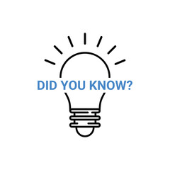 text of did you know on thin line lightbulb. flat linear minimal style modern logotype graphic art design isolated on white background. concept of fyi like for your information and top tips or hint