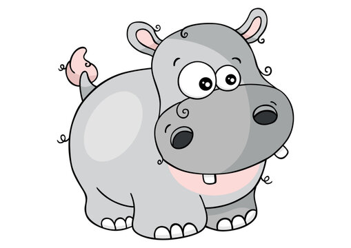 Cartoon doodle of adorable hippo