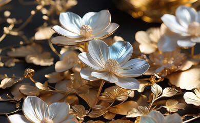 Fototapeta premium A luxury elegant silver and gold flowers.
