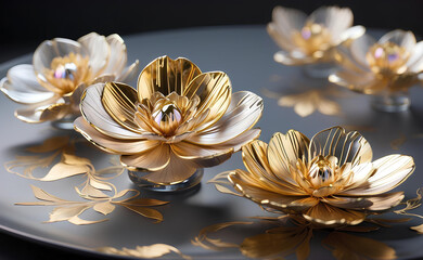 Fototapeta na wymiar A luxury elegant silver and gold flowers.
