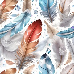 Seamless pattern design feather and diamond