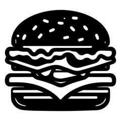 Burger vector silhouette illustration, Burger Food vector, Restaurant Burger silhouette illustration black color