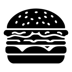 Burger vector silhouette illustration, Burger Food vector, Restaurant Burger silhouette illustration black color
