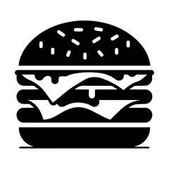 Burger vector silhouette illustration, Burger Food vector, Restaurant Burger silhouette illustration black color