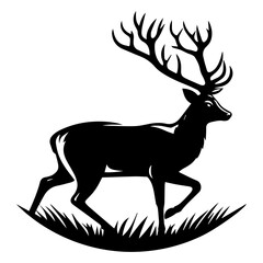 Deer Vector silhouette illustration, Deer Logo Concept vector, Deer Icon vector black color