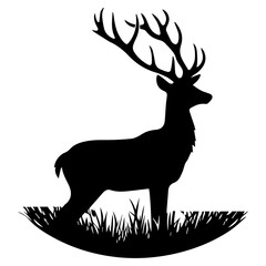 Deer Vector silhouette illustration, Deer Logo Concept vector, Deer Icon vector black color