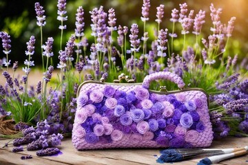 lavender salt and soap, purse, ladybag and flowers