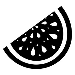 Watermelon vector silhouette illustration black color, flat style watermaleon