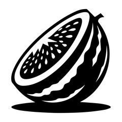 Watermelon vector silhouette illustration black color, flat style watermaleon