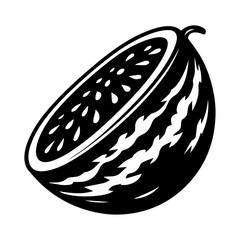 Watermelon vector silhouette illustration black color, flat style watermaleon