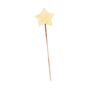 recommend clip art: Watercolor drawing of a fairy's magic wand with a star tip. Hand drawn.