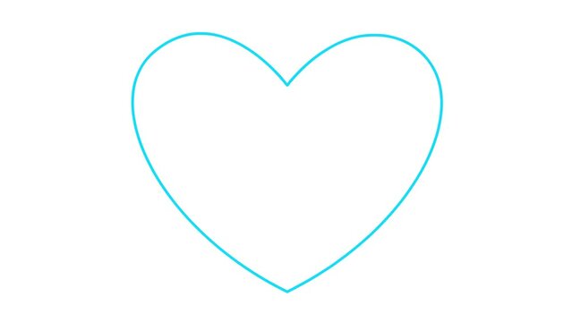 Animated blue linear pounding heart. Looped video of beating heart. Concept of love, health, passion, medicine. Vector illustration isolated on white background.