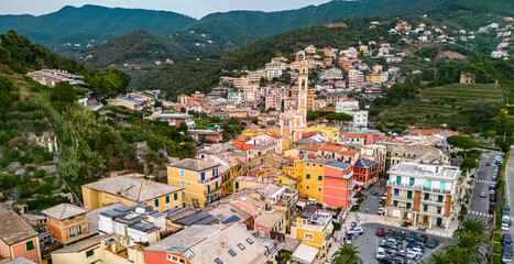 Fototapeta na wymiar Aerial view of the tourist resort Moneglia, Liguria, Italy