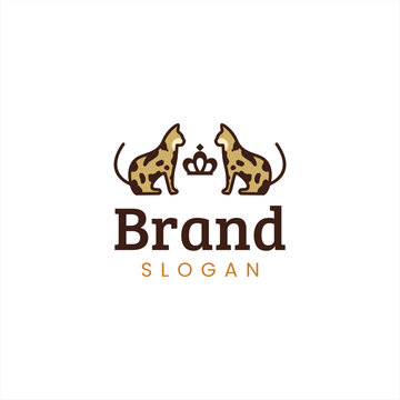 logo of two bengal cats and crown
