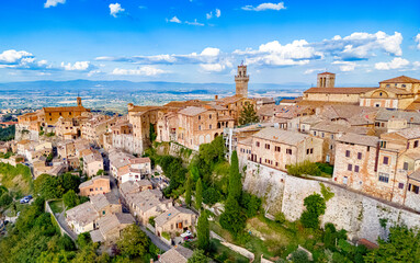 Naklejka premium Aerial view of Montepulciano,Tuscany, Italy