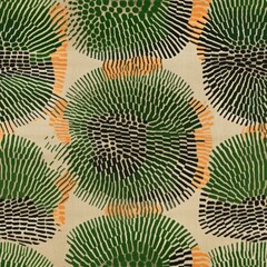 Seamless risograph pattern, abstract green shapes, pop art