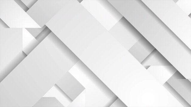 White grey paper elements abstract geometric corporate background. Seamless looping motion design. Video animation Ultra HD 4K 3840x2160