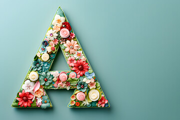 The letter A decorated with flowers. 