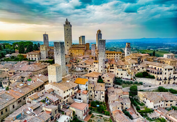 Aerial view of San Gimignano, Tuscany, Italy