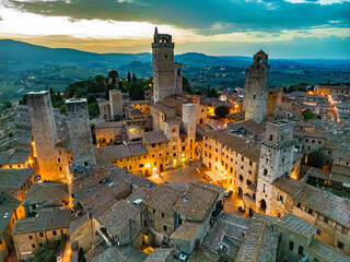 Naklejka premium Aerial view of San Gimignano, Tuscany, Italy