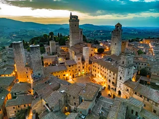 Fotobehang Aerial view of San Gimignano, Tuscany, Italy © monticellllo