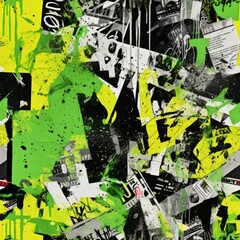 Torn-up layered paper: posters, newspapers and advertisements art, mixed media seamless pattern, colorful pop art texture