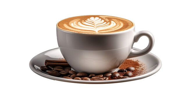 coffee latte with chocolate cup of coffee with beans