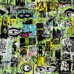 Torn-up layered paper: posters, newspapers and advertisements art, mixed media seamless pattern, colorful pop art texture