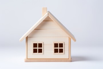 Obraz na płótnie Canvas Wooden house model on a white background. Generated by artificial intelligence