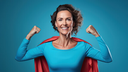 supermom hero showing victory.