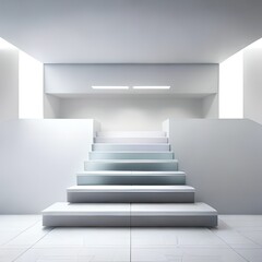 Staircase in the room | Modern white luxury room