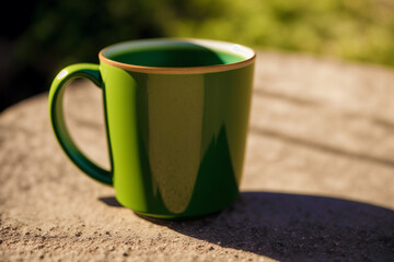 Obraz premium A green mug. Serene Escapes. The Green Oasis Mug. Generative AI