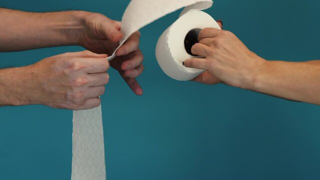  soft white hygiene tissue rolls for bathroom or lavatory. Toilet paper concept . Hygiene and health.