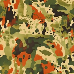 Abstract camouflage seamless pattern, military illustration in risograph print style