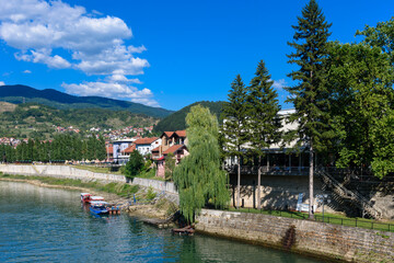 Visegrad, Republic of Srpska, Bosnia and Herzegovina - August 13, 2023: View of the city of...