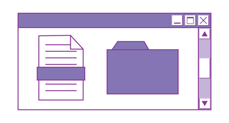 Desktop interface window with files in y2k style. Old computer aesthetics from the 90s, 00s. Retro PC elements, user interface. Vector illustration