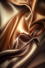 Brown beige abstract shiny plastic silk or satin wavy background. 
