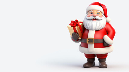 Obraz premium Happy christmas Santa Claus with bag of gifts box