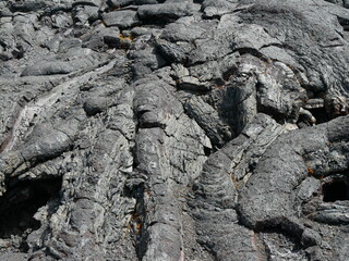 ropy pahoehoe, lava flows rock in Piton de la Fournaise, Reunion