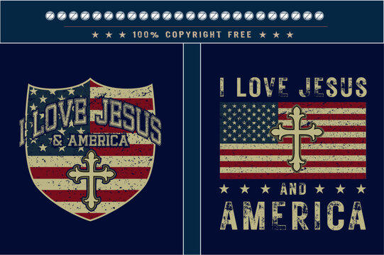 I love jesus and america Christian tshirt design with usa grunge flag, usa grunge flag