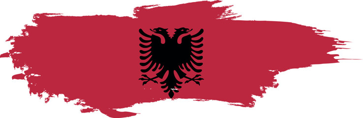 Albania flag on brush paint stroke.
