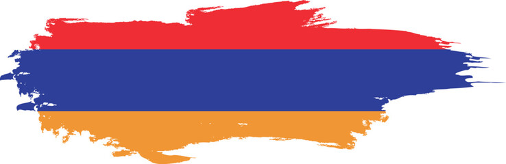 Armenia flag on brush paint stroke.
