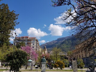 Fototapeta na wymiar View of the city of Lugano, Switzerland, on a sunny spring day