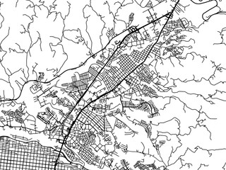 Naklejka premium Vector road map of the city of Dosquebradas in Colombia with black roads on a white background.