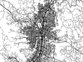 Obraz premium Vector road map of the city of Medellin in Colombia with black roads on a white background.