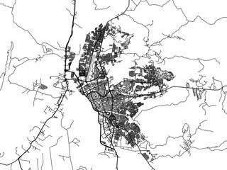 Fototapeta premium Vector road map of the city of Neiva in Colombia with black roads on a white background.